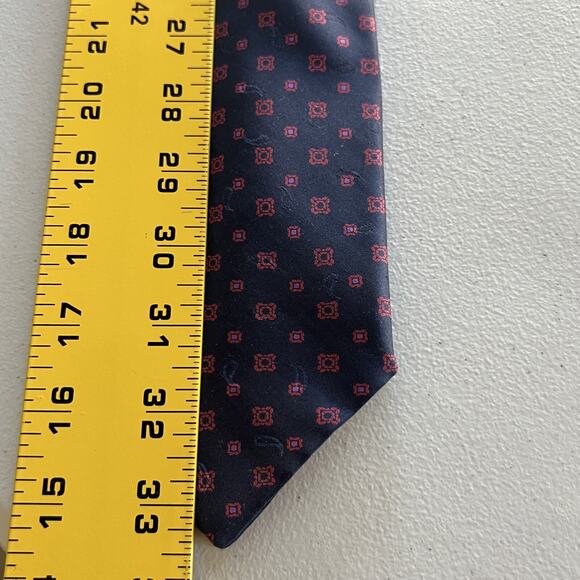 Brioni Necktie Men's Dark Purple/Red Geometric 100% Silk Hand Made In Italy - Picture 7 of 10